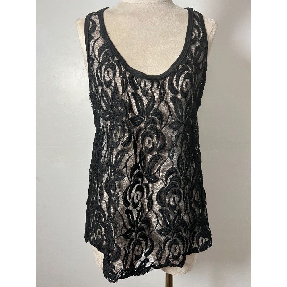Full Tilt  black lace racer back tank top size L